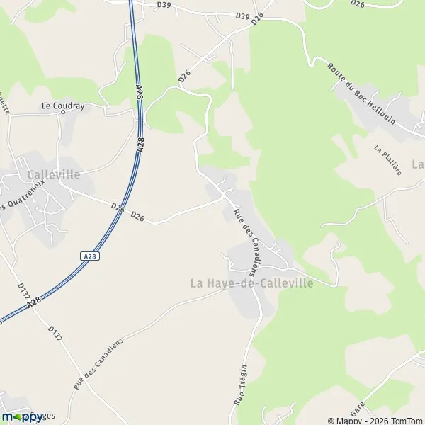 Plan La HayedeCalleville carte de La HayedeCalleville (27800) et